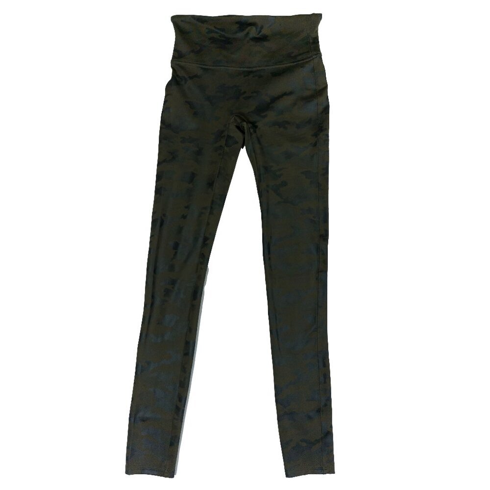 SPANX Look At Me Now Dark Green Camo Leggings Womens Size Small